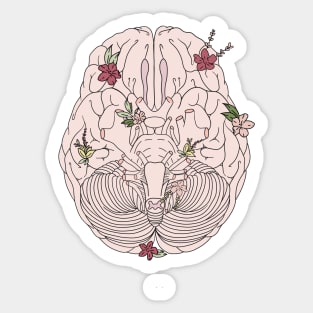 Human brain with flowers Sticker